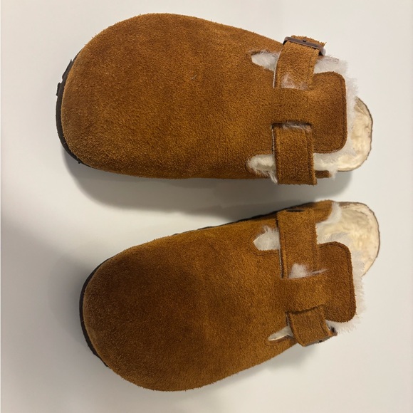 Birkenstock Brown Suede Shearling Clogs - Picture 5 of 6